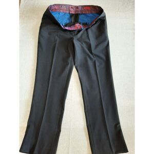 Alberto Modern‎ Fit Men 38x34 Paisley Lined Waistband Pleated Black Pants
